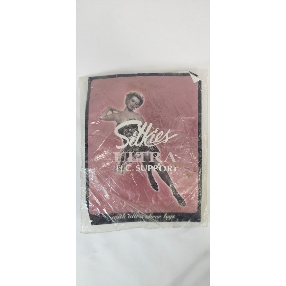 Vintage Silkies Ultra TLC Support Pantyhose Jet Black XL NOS Pinup USA 1‎ Pair